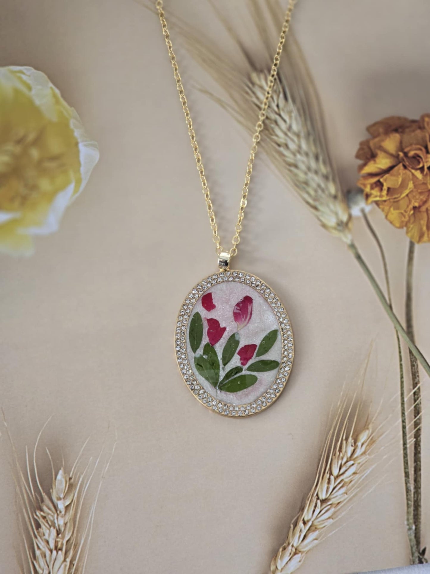 Pendentif nacré floral chic