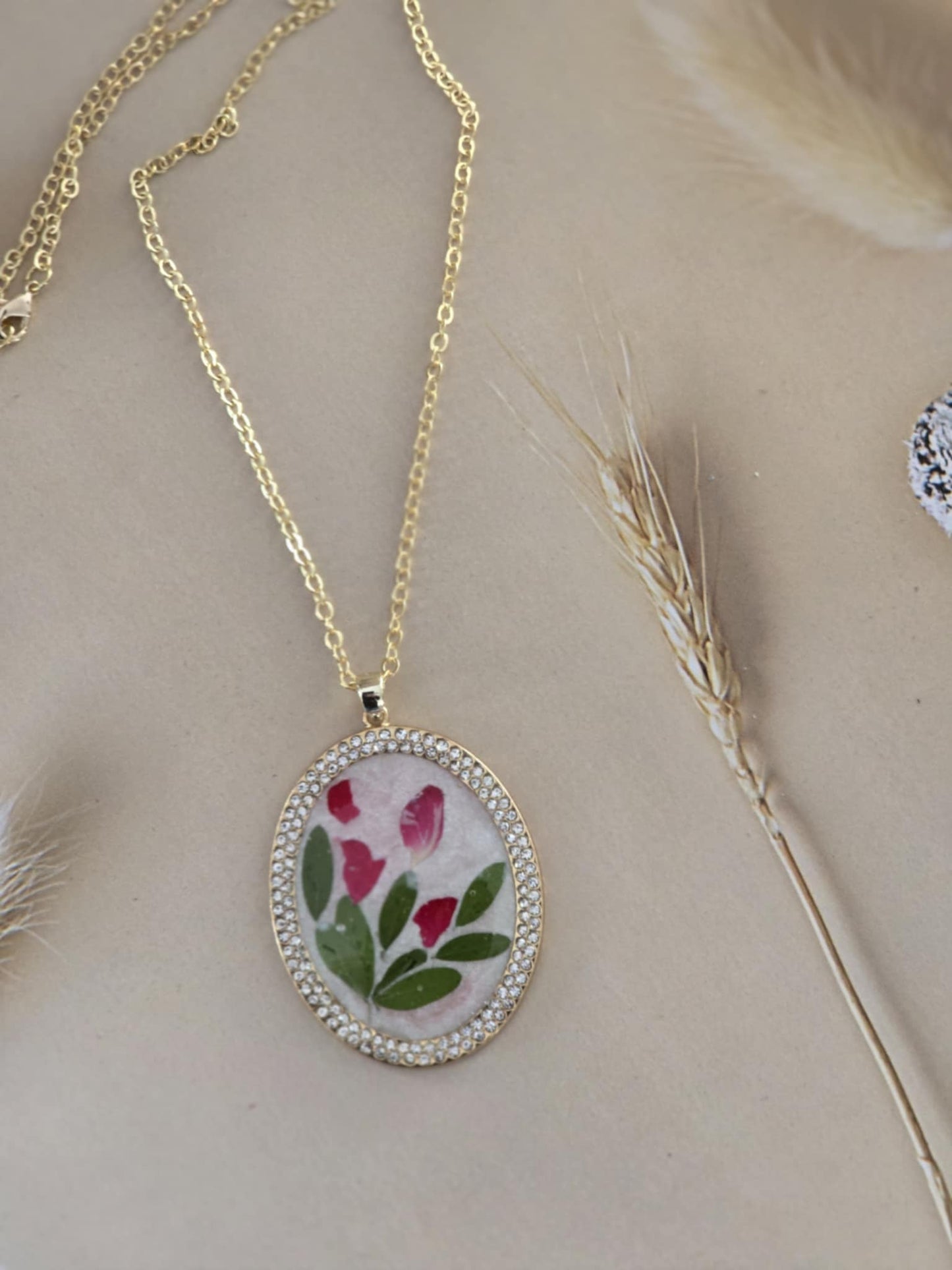 Pendentif nacré floral chic