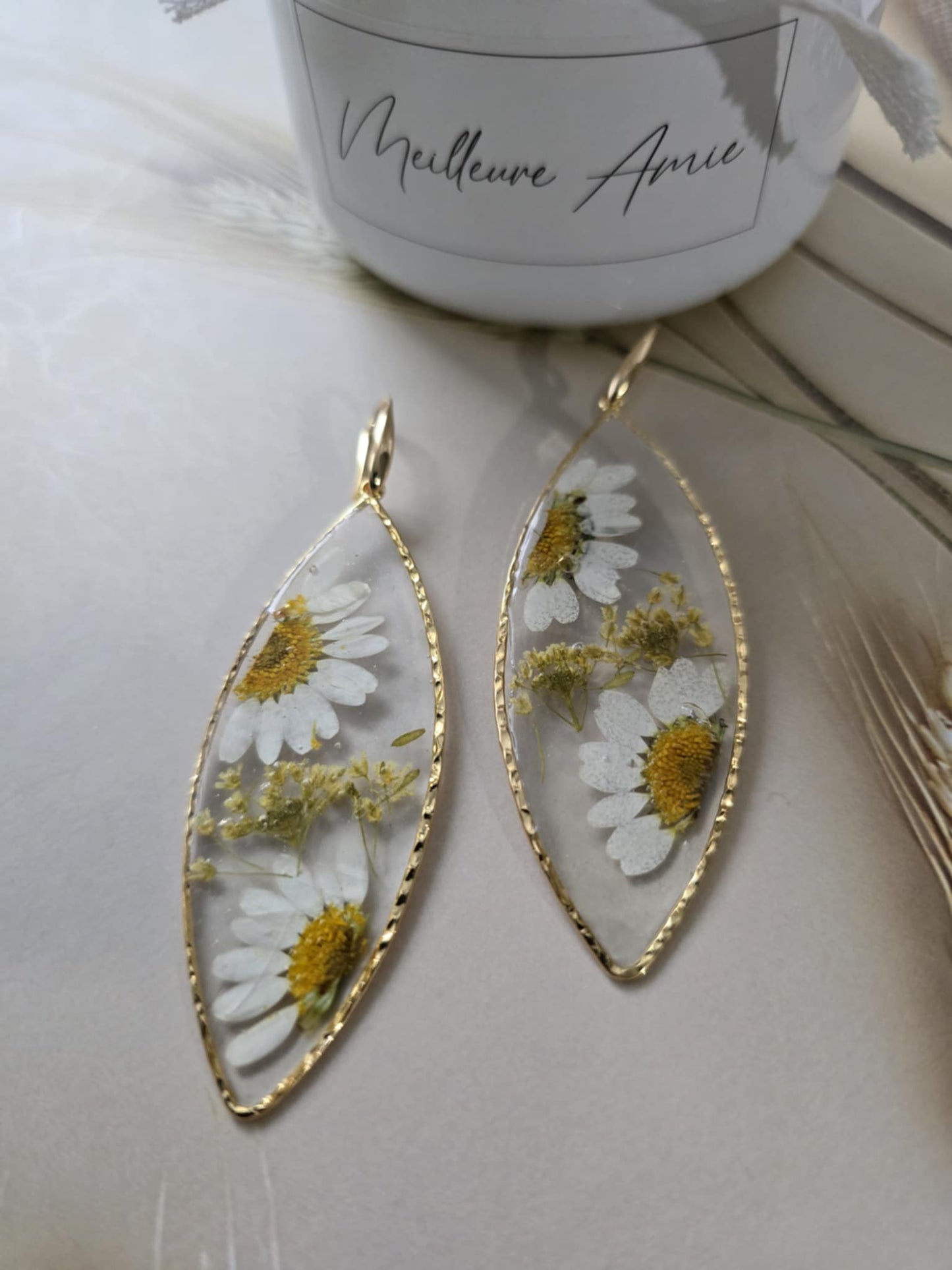 boucles d'oreilles  marguerites de printemps