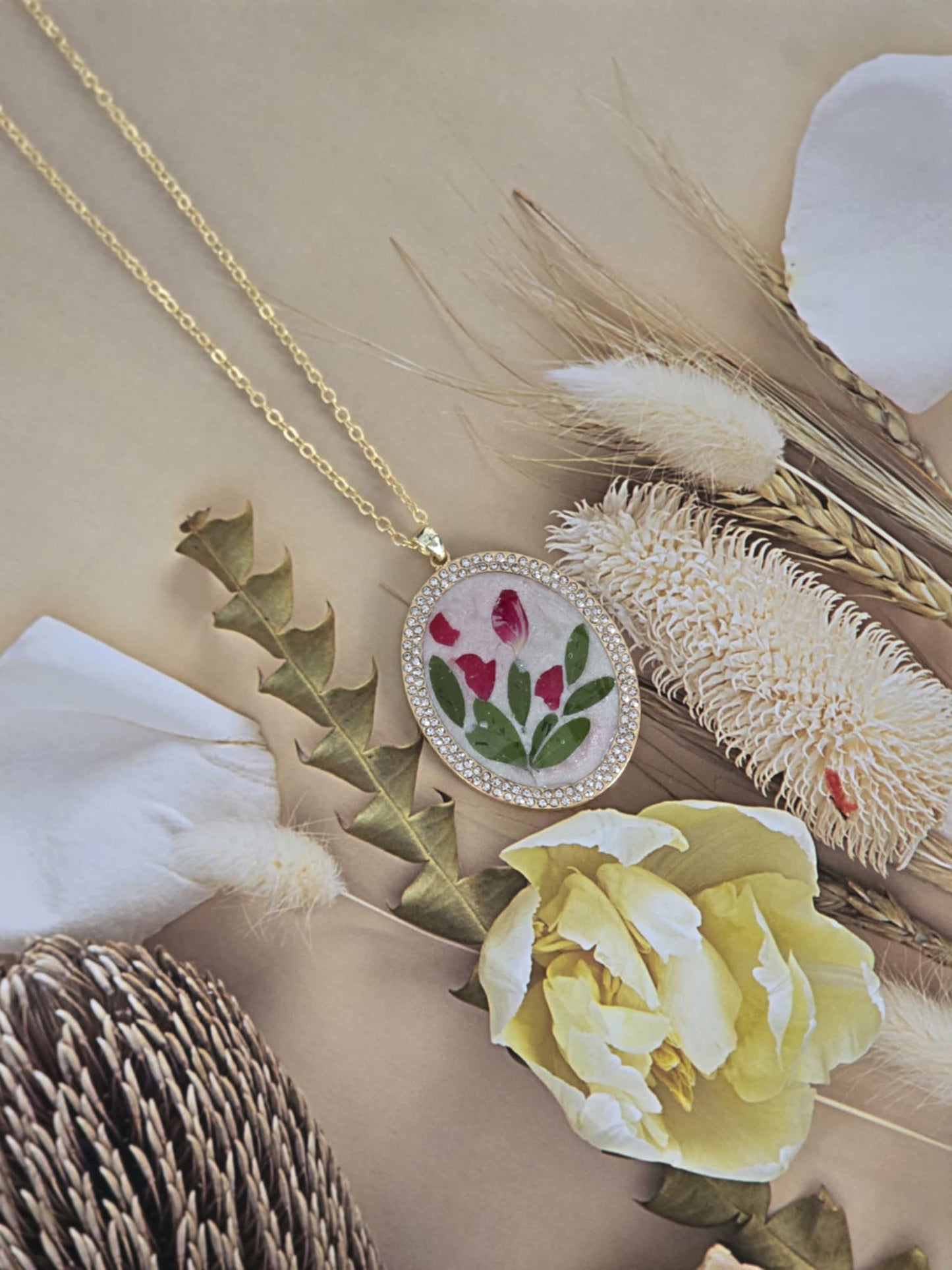 Pendentif nacré floral chic