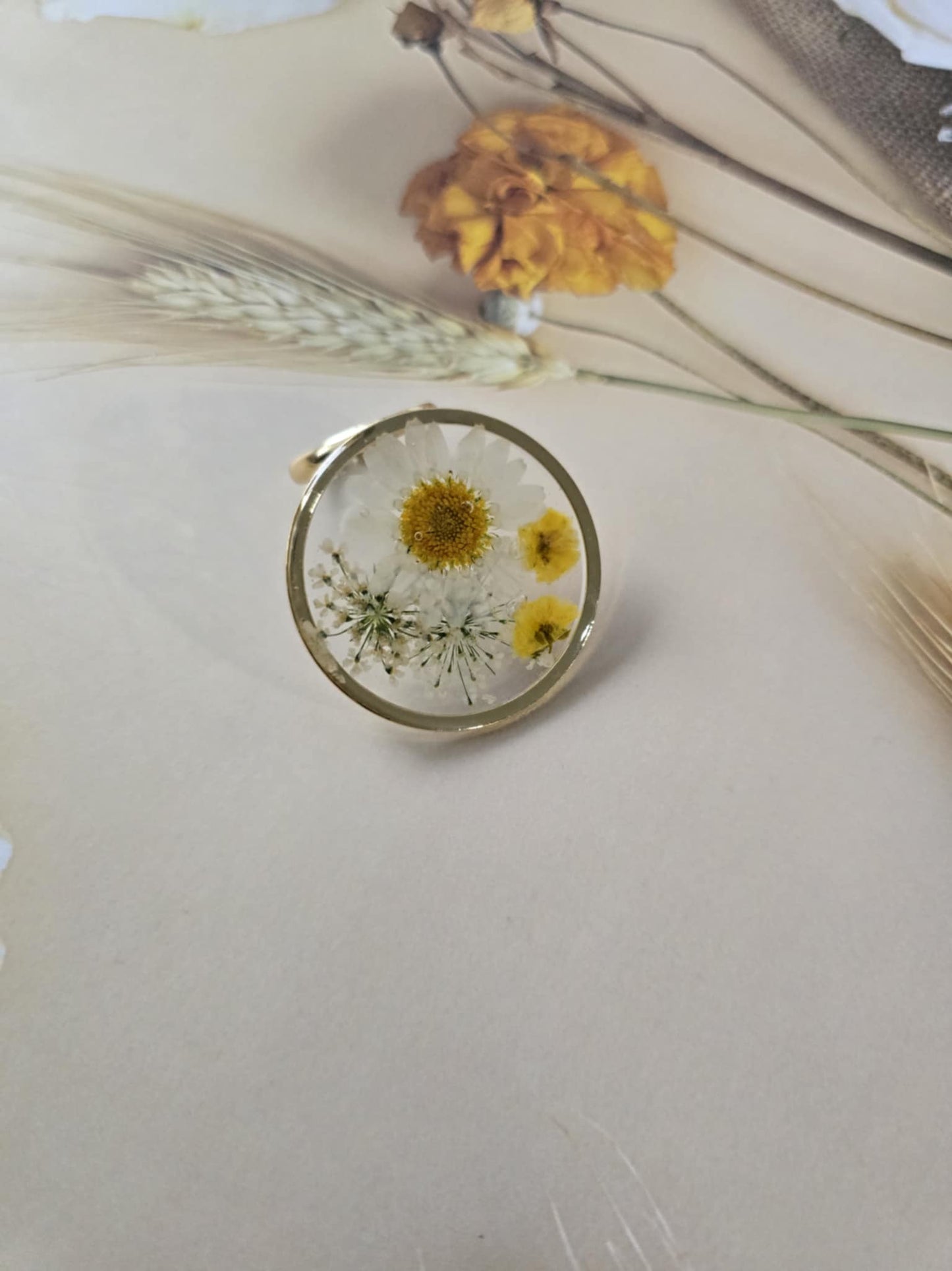 bague florale au naturel