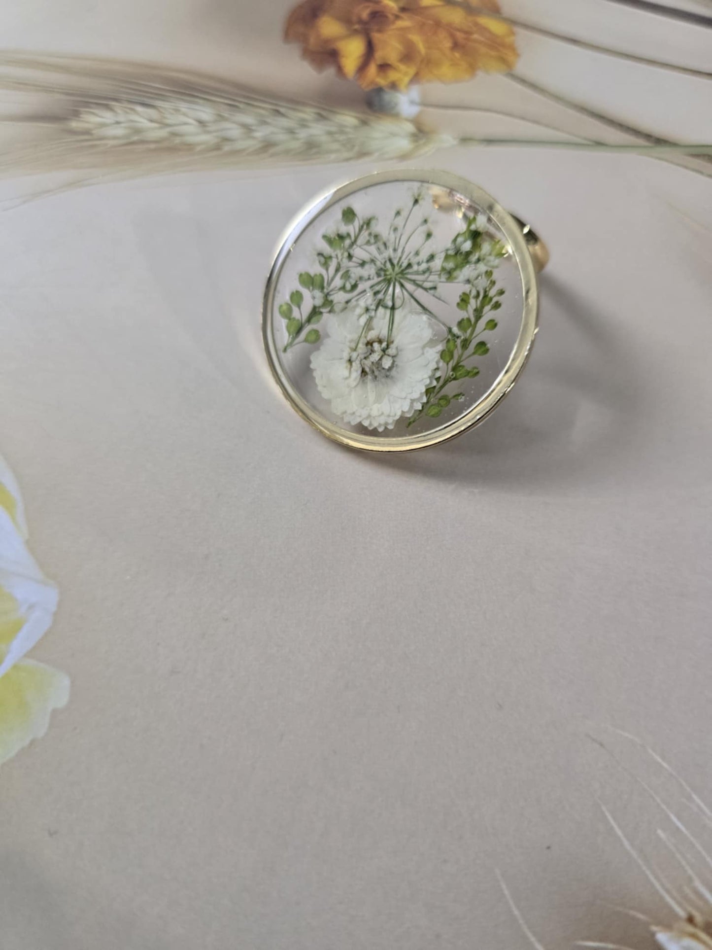 Bague de fantaisie ajustable floral nature