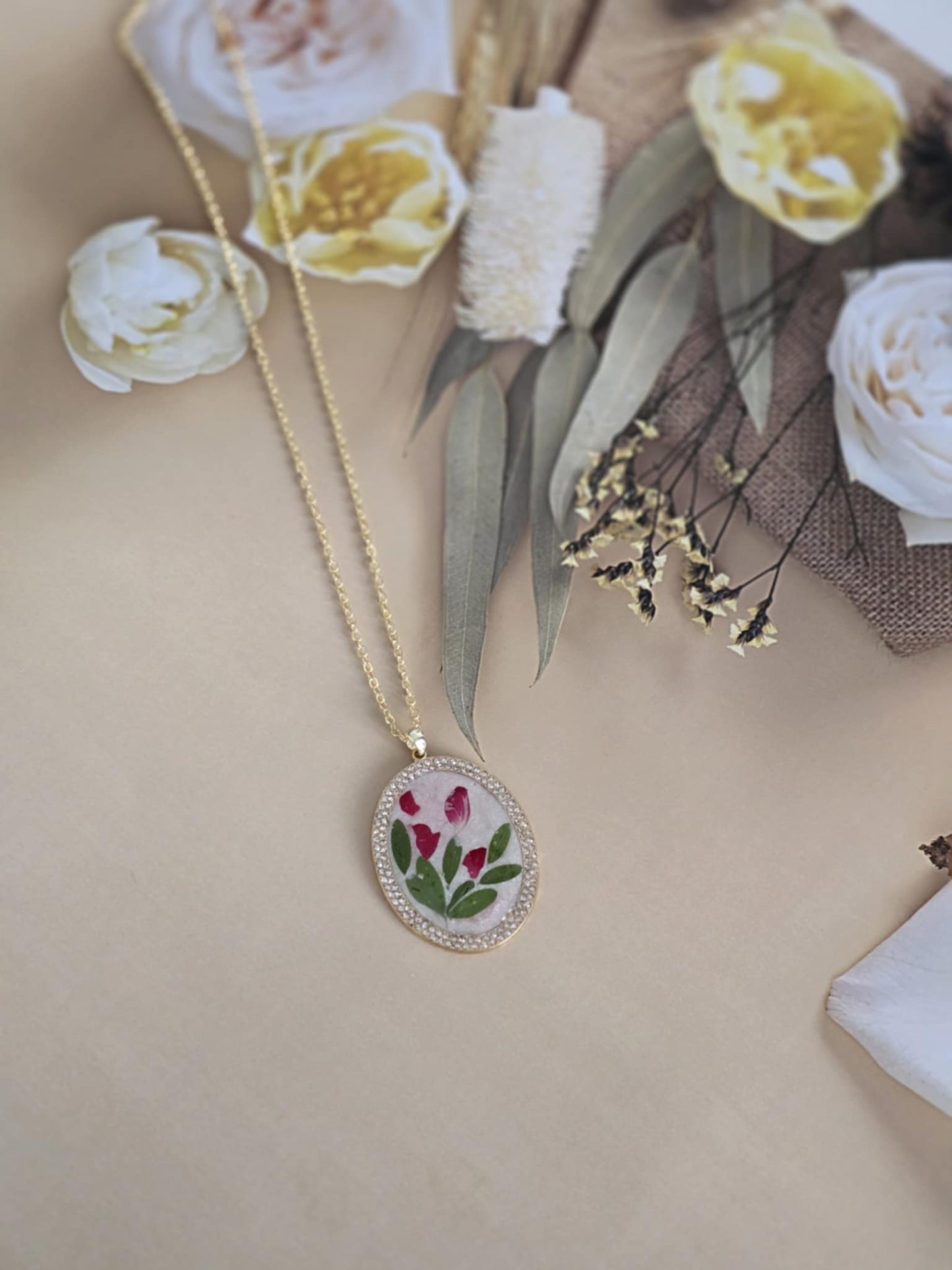 Pendentif nacré floral chic