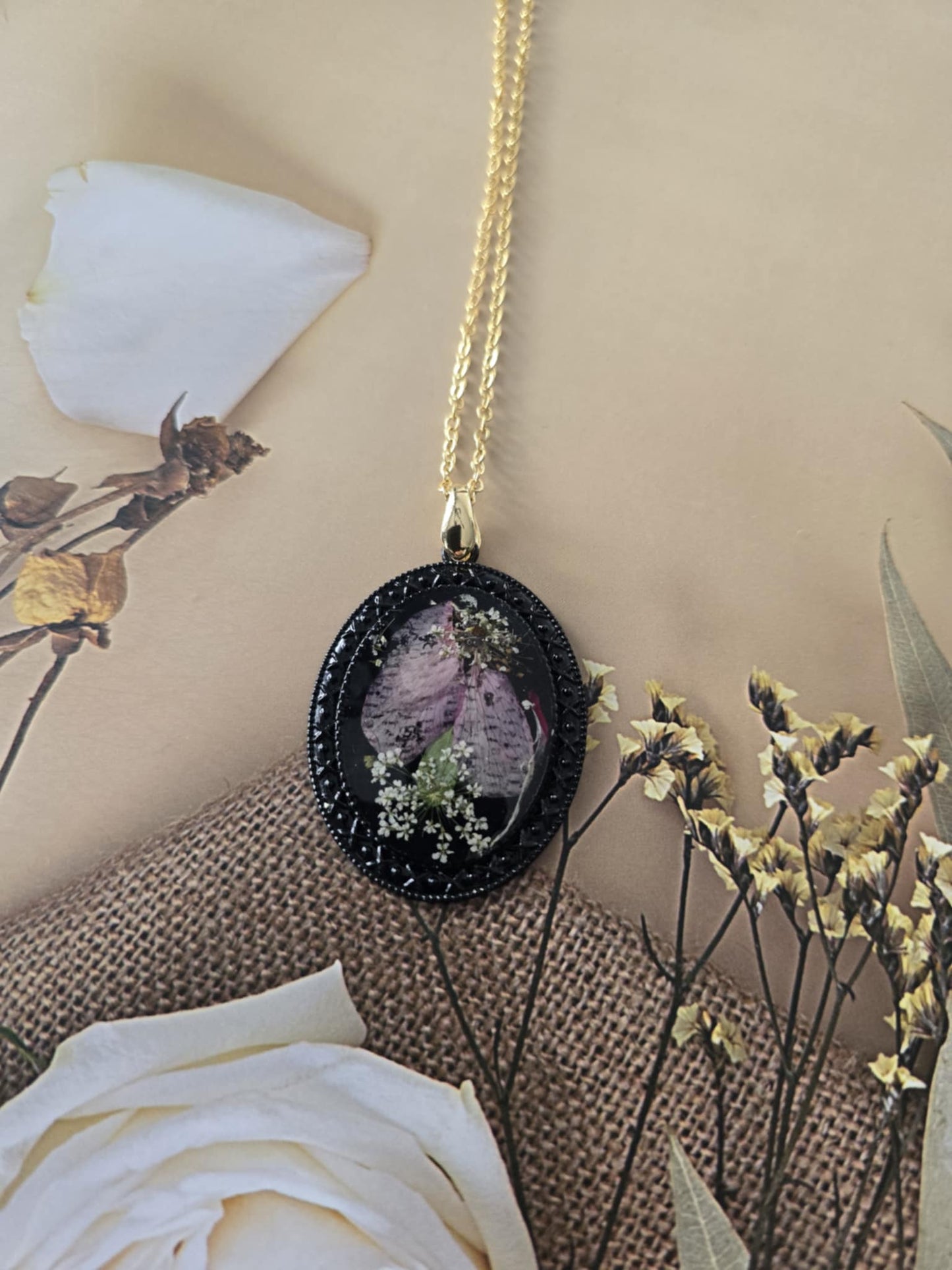 Pendentif style vintage floral