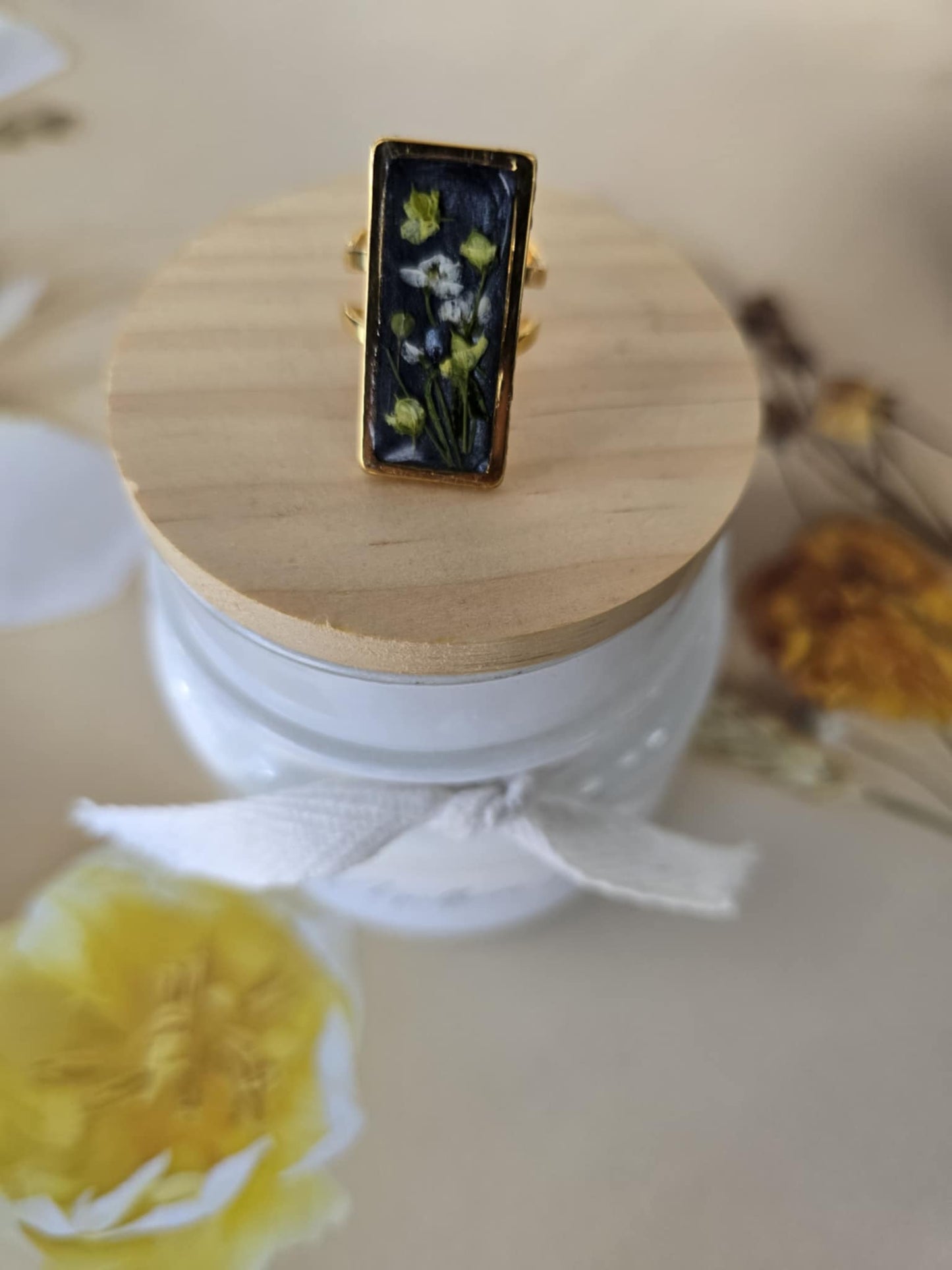 bague ajustable florale joie