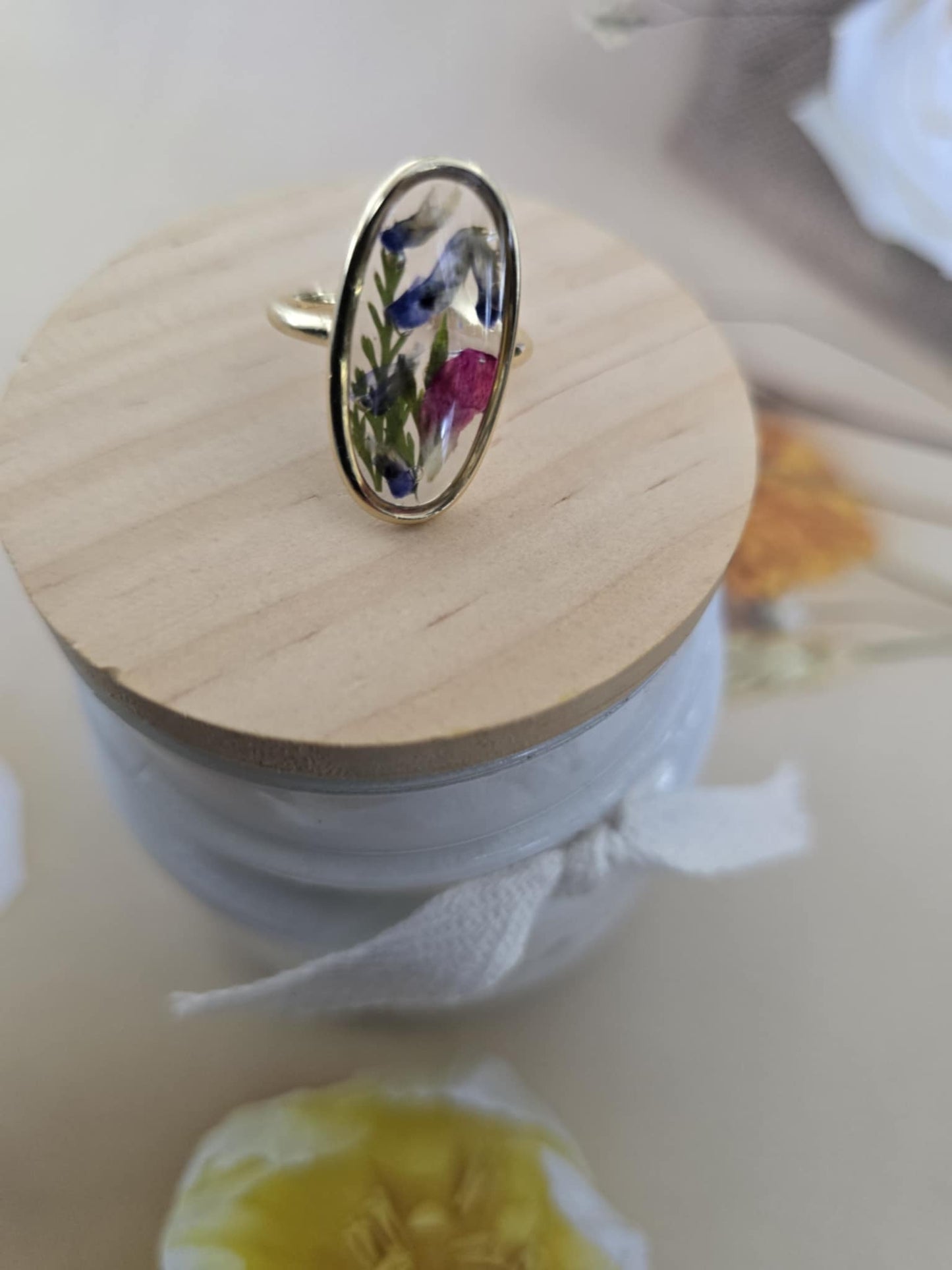 Bague ajustable floral souvenir