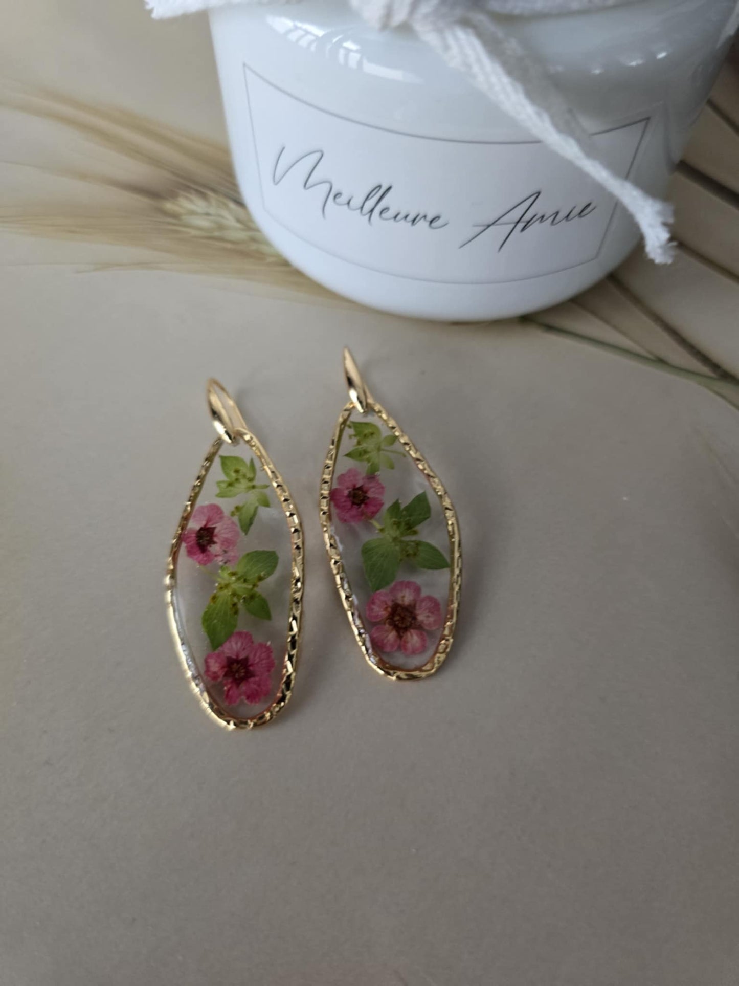 Boucles d'oreilles floral douceur rose